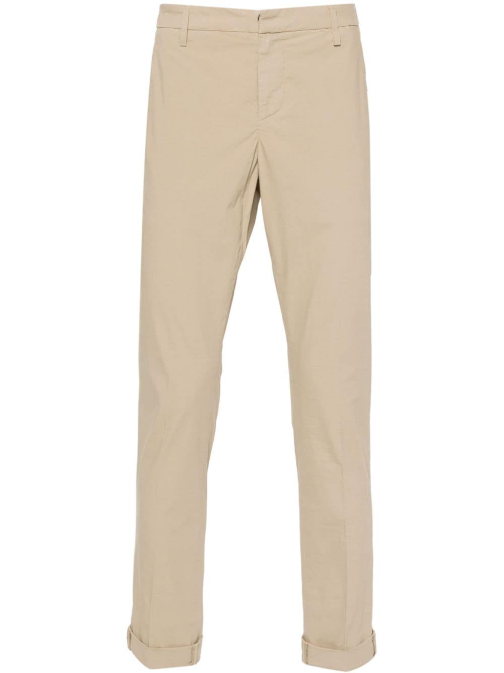 Shop Dondup Gabardine Tapered Chino Trousers In Neutrals