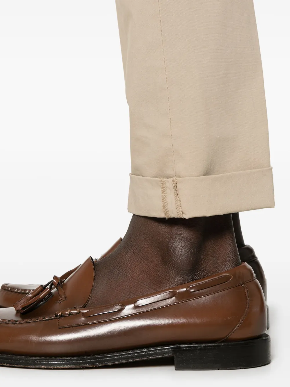 Shop Dondup Gabardine Tapered Chino Trousers In Neutrals