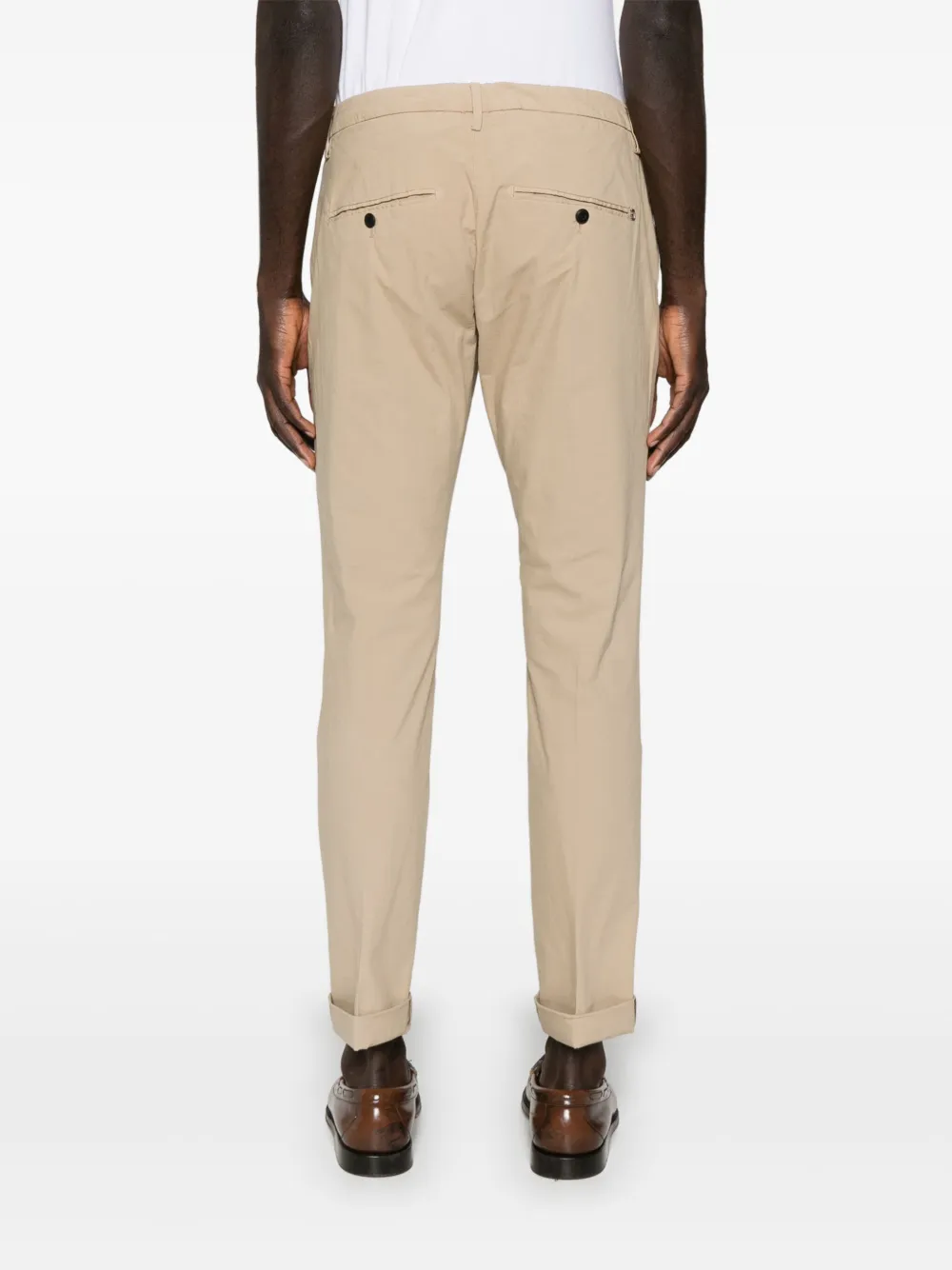 Shop Dondup Gabardine Tapered Chino Trousers In Neutrals