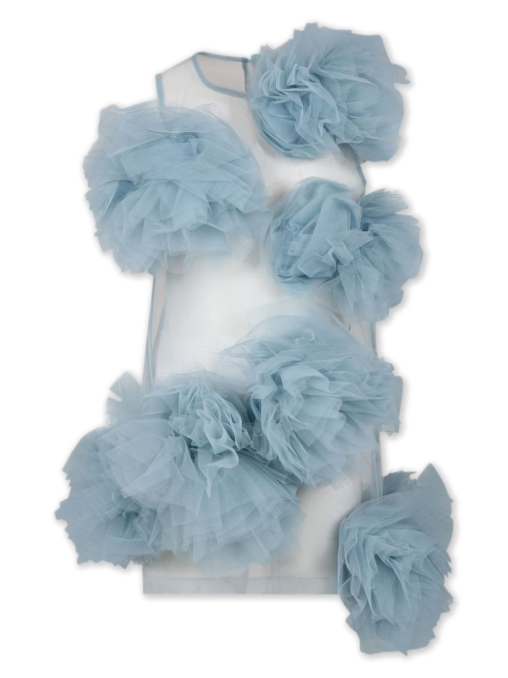 Caroline Bosmans Kids' Floral-appliqué Dress In Blue