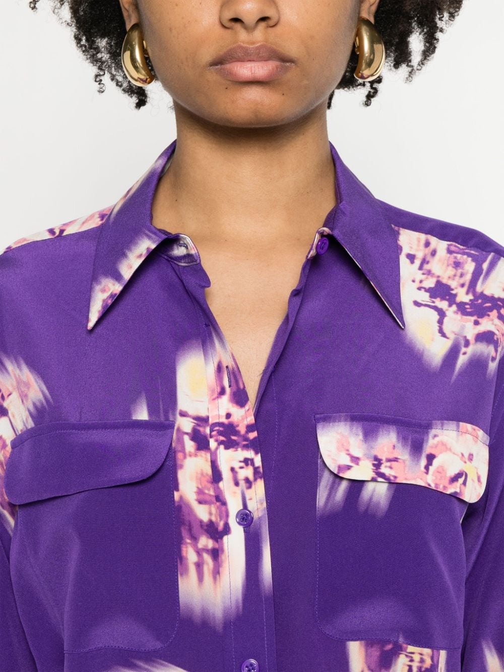 Shop Equipment Signature Floral-print Shirt In Purple