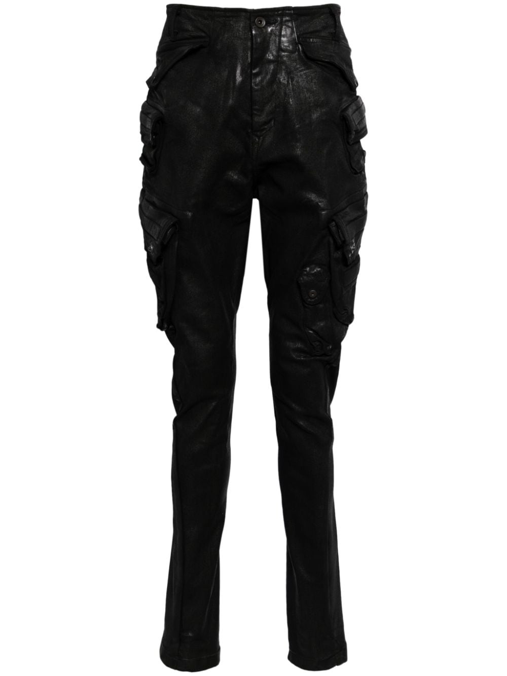 Julius Drop-crotch Cotton Blend Trousers In Black