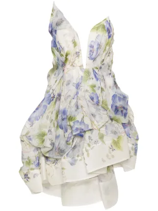 ZIMMERMANN Natura Draped Mini Dress | White | FARFETCH