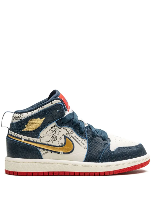 Jordan Kids Air Jordan 1 Mid SE Take Flight Sneakers Blue FARFETCH UK