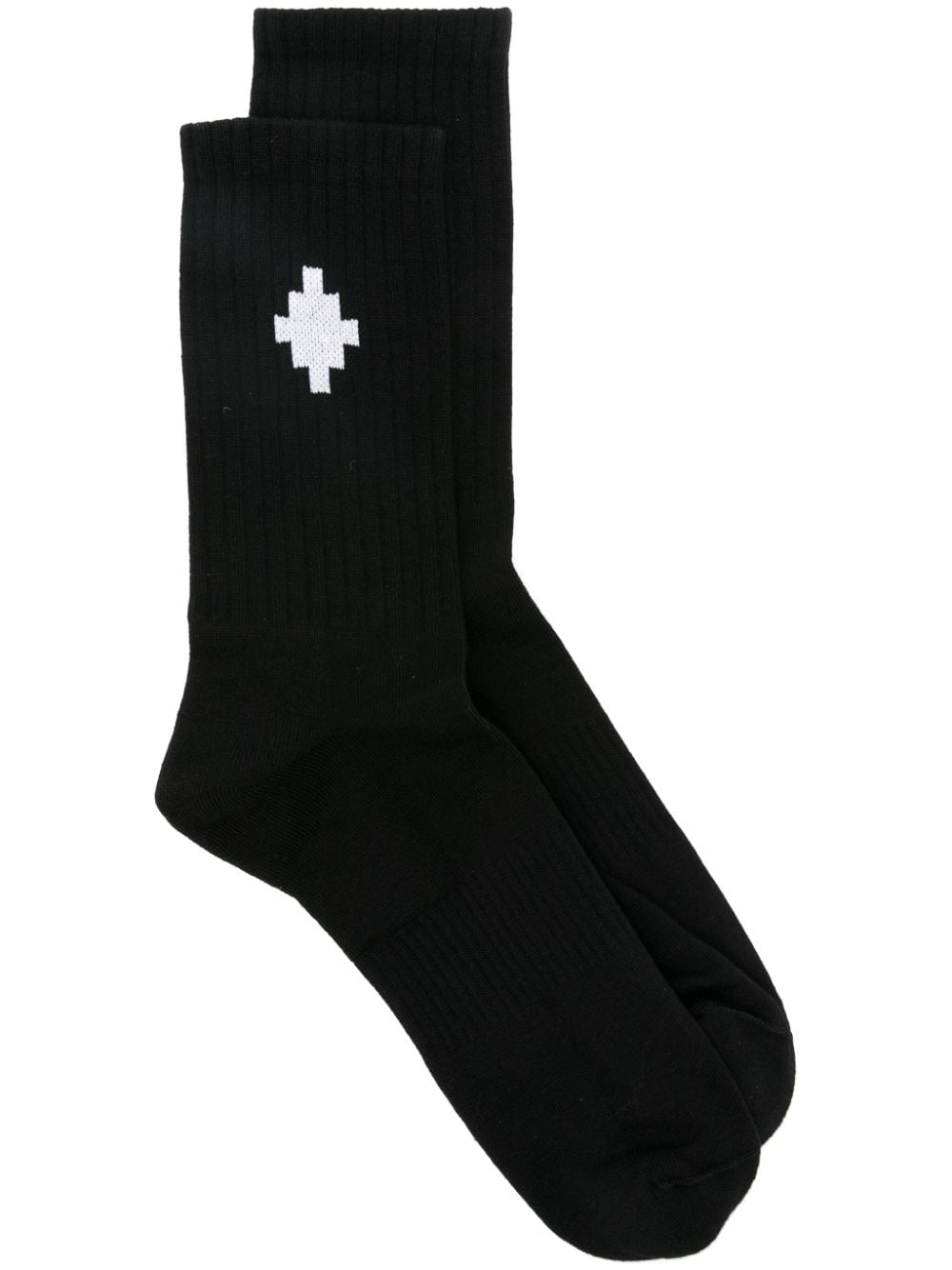 Cross-intarsia ribbed socks