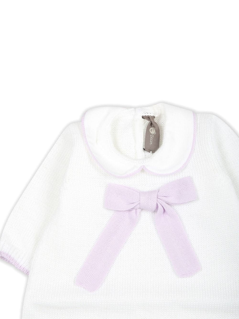Shop Little Bear Bow-detail Cotton-knit Romper In White