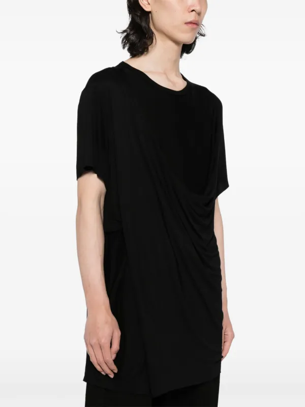 Julius Draped round-neck T-shirt | Black | FARFETCH