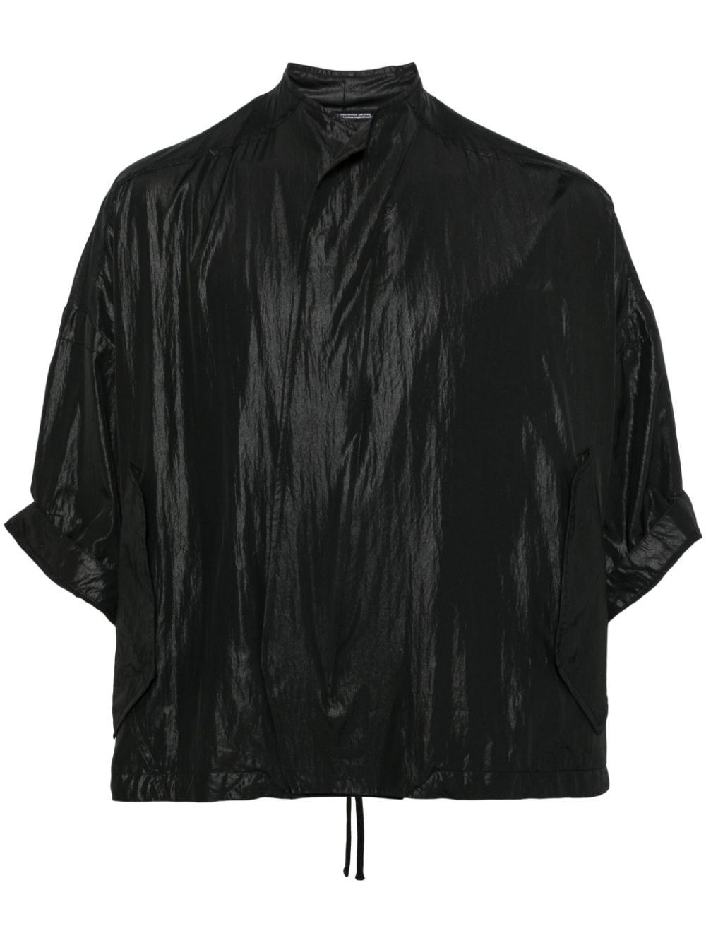 Julius Stand-collar Shirt Jacket In Black
