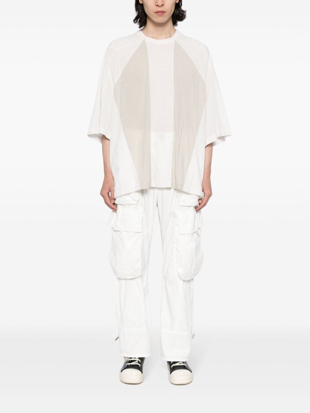Shop Julius Panelled Cotton T-shirt In White