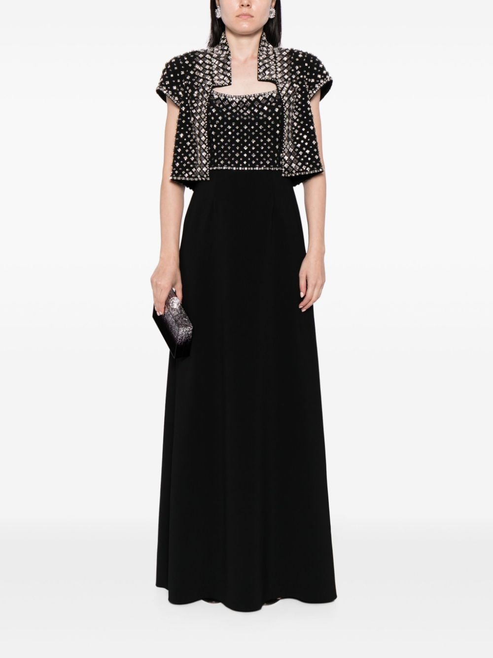 Jenny Packham Eon cropped jack met kristallen - Zwart