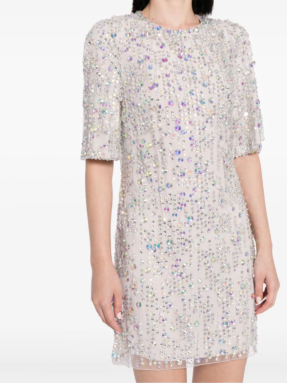 Shop Jenny Packham Saturn Embellished Minidress In Grey