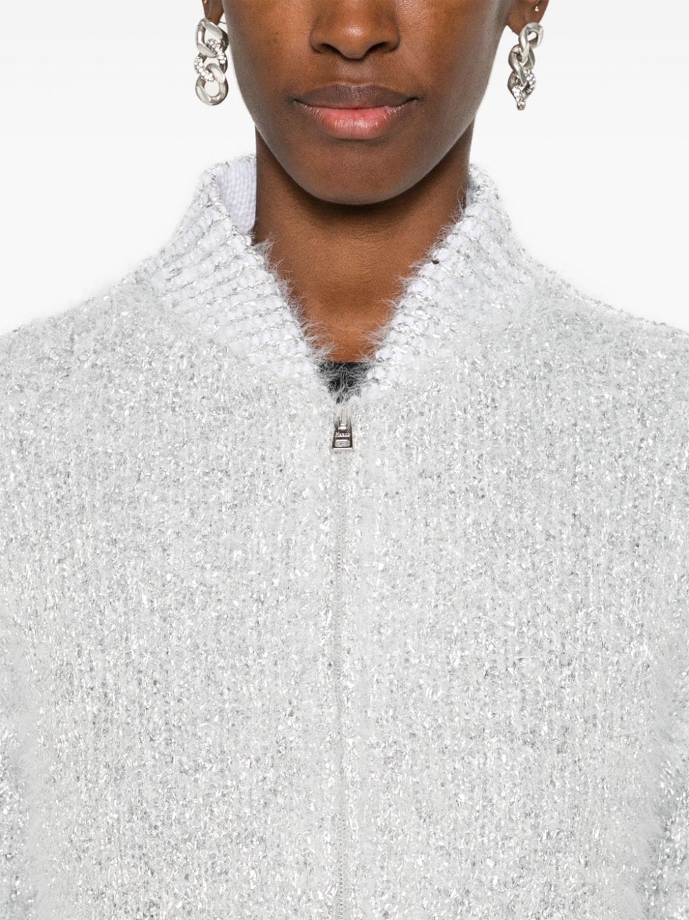 Herno metallic-effect knitted cardigan Zilver