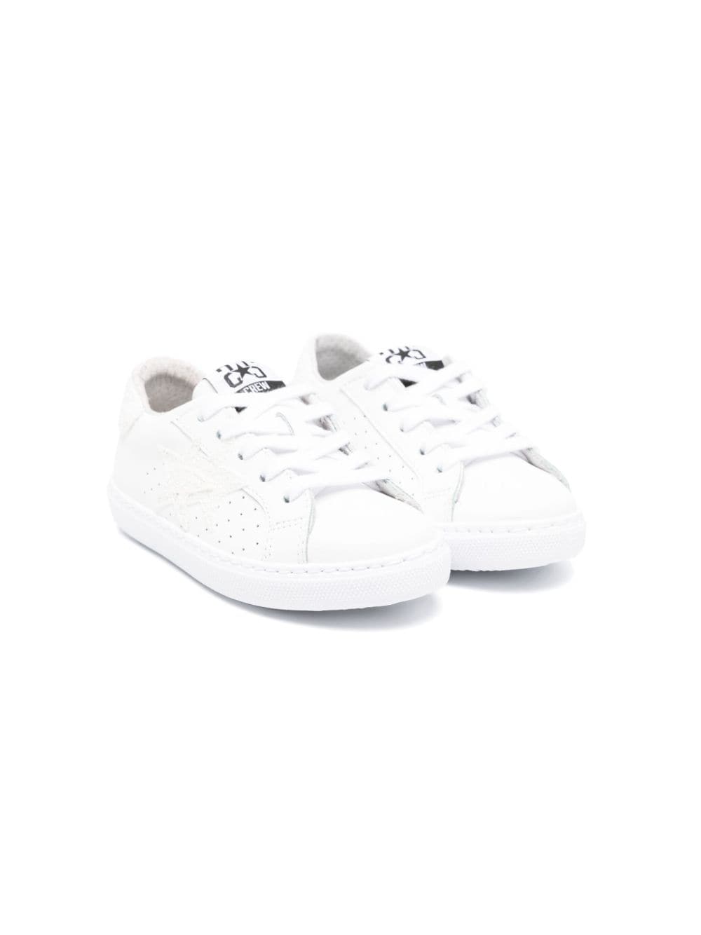 2 Star Kids glitter-detail leather sneakers White