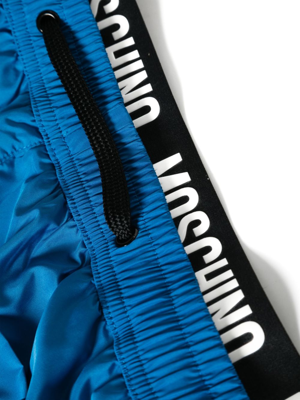 Shop Moschino Logo-waistband Swim Shorts In Blue