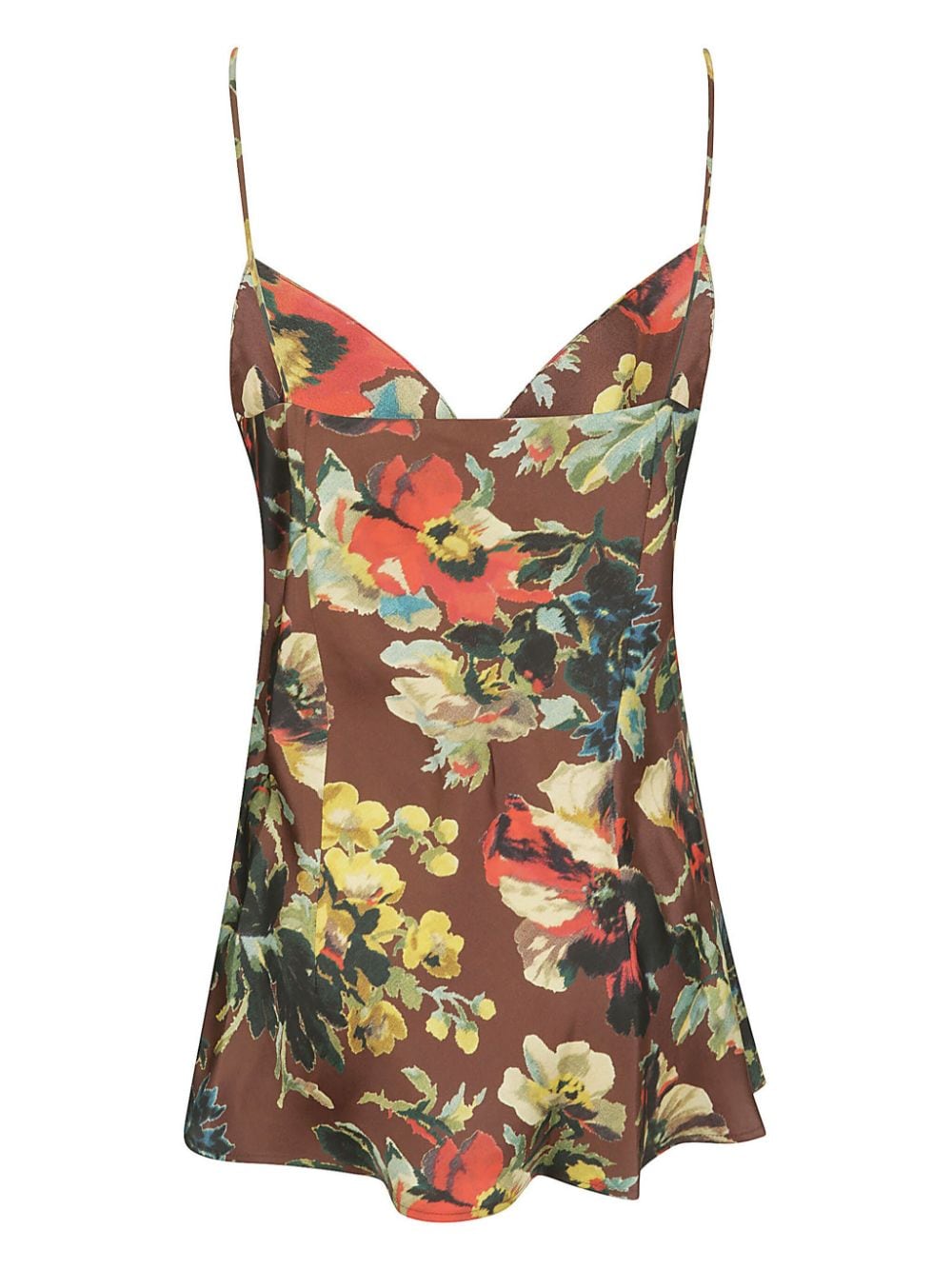 Alberto Biani floral-print V-neck top - Bruin