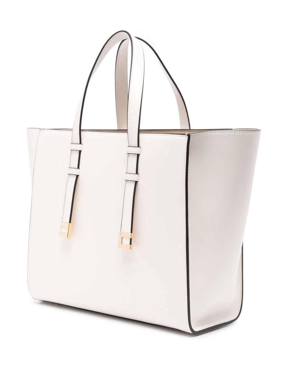 Shop Elisabetta Franchi Small Essential Tote Bag In Neutrals