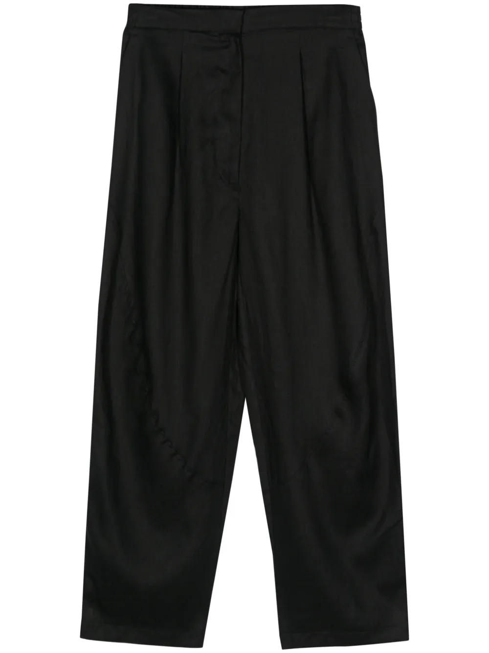 Lardini Linen Straight-leg Trousers In Black