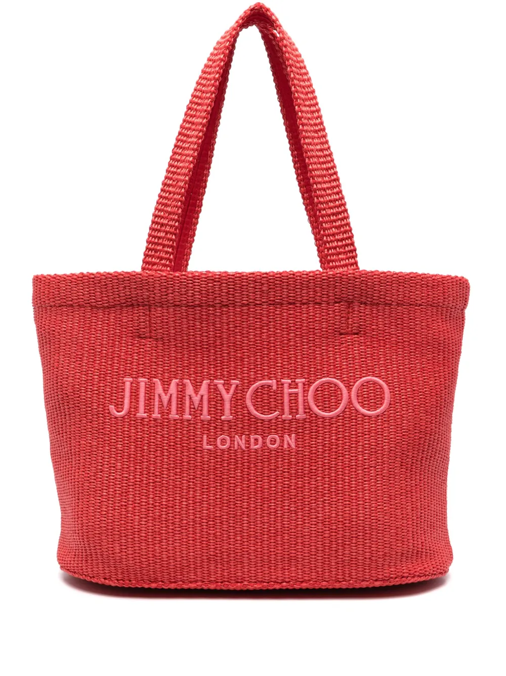 Jimmy Choo Logo-embroidered Beach Bag In Red