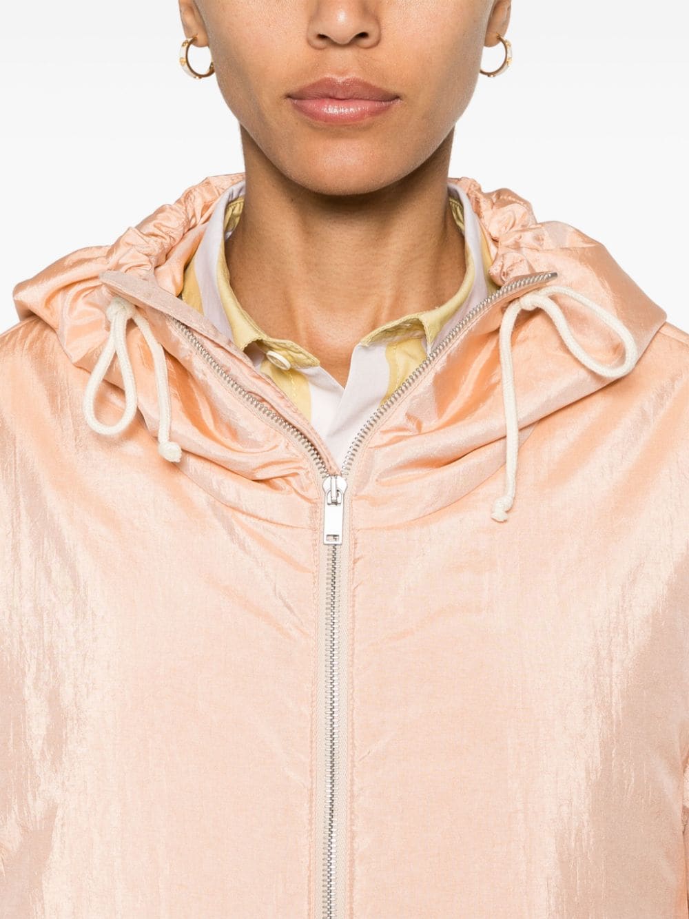 Shop Jil Sander Zip-up Hooded Jacket In 粉色