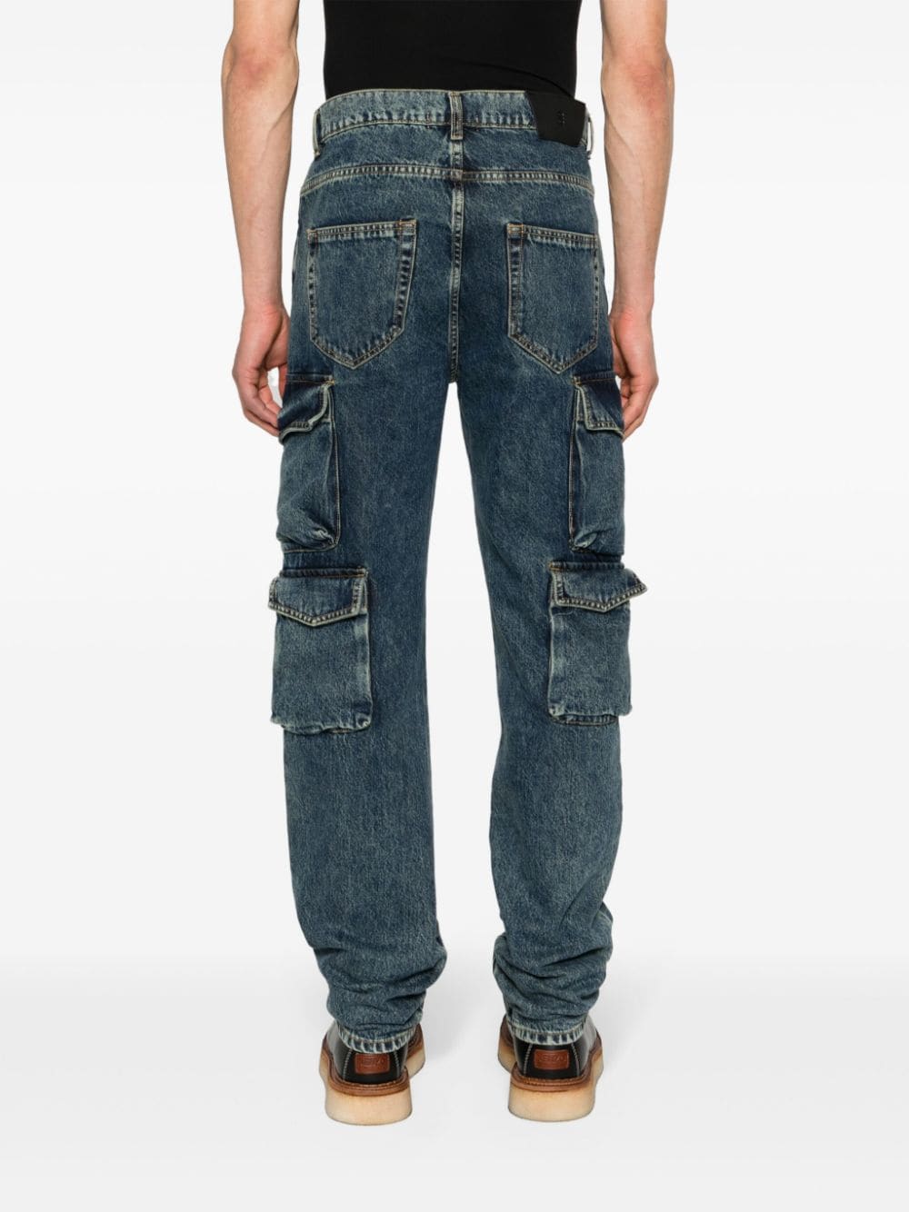 Shop Salvatore Santoro Mid-rise Straight-leg Cargo Jeans In Blau