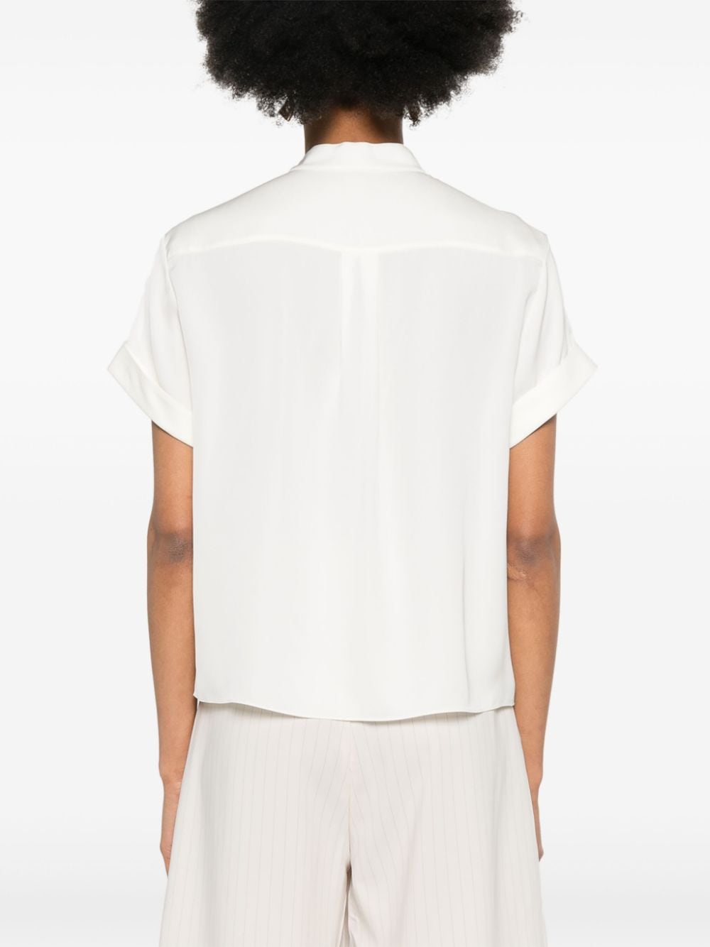 Shop Theory Silk Short-sleeved Shirt In Neutrals