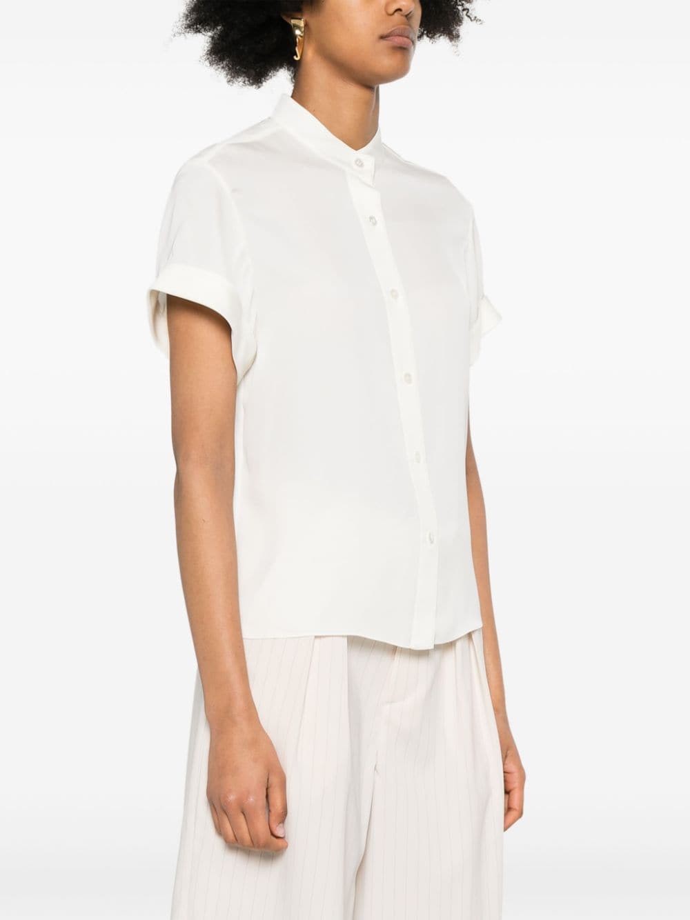 Shop Theory Silk Short-sleeved Shirt In Neutrals