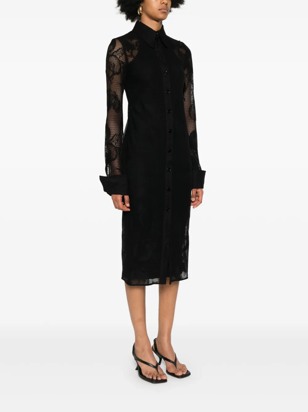 Sportmax Midi-jurk met bloemenkant Zwart