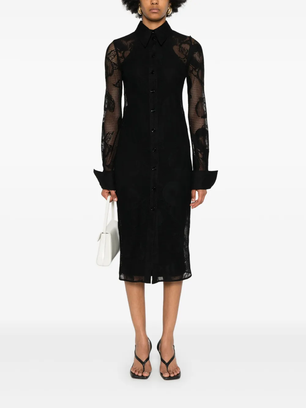 Sportmax Midi-jurk met bloemenkant - Zwart
