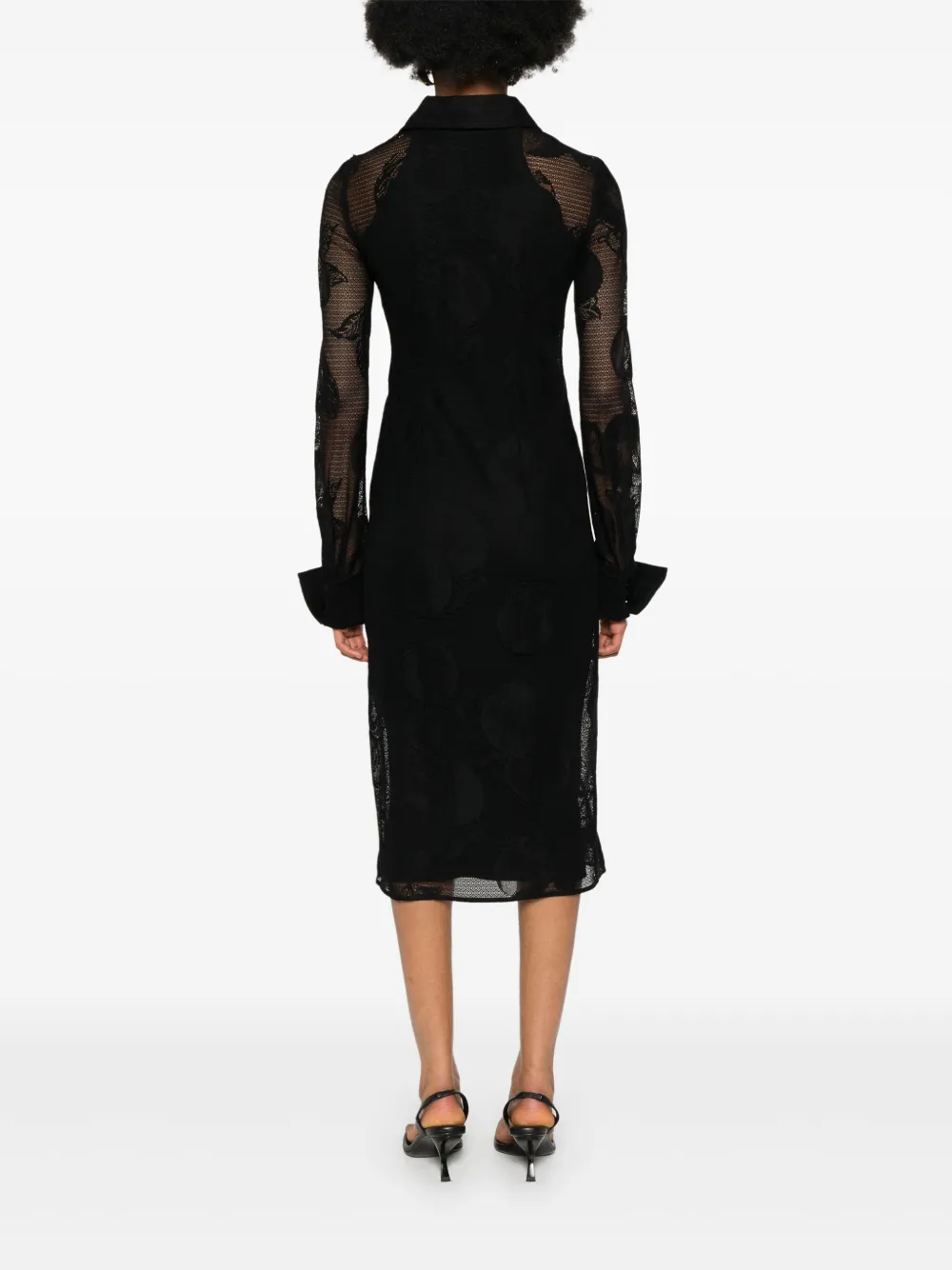 Sportmax Midi-jurk met bloemenkant Zwart