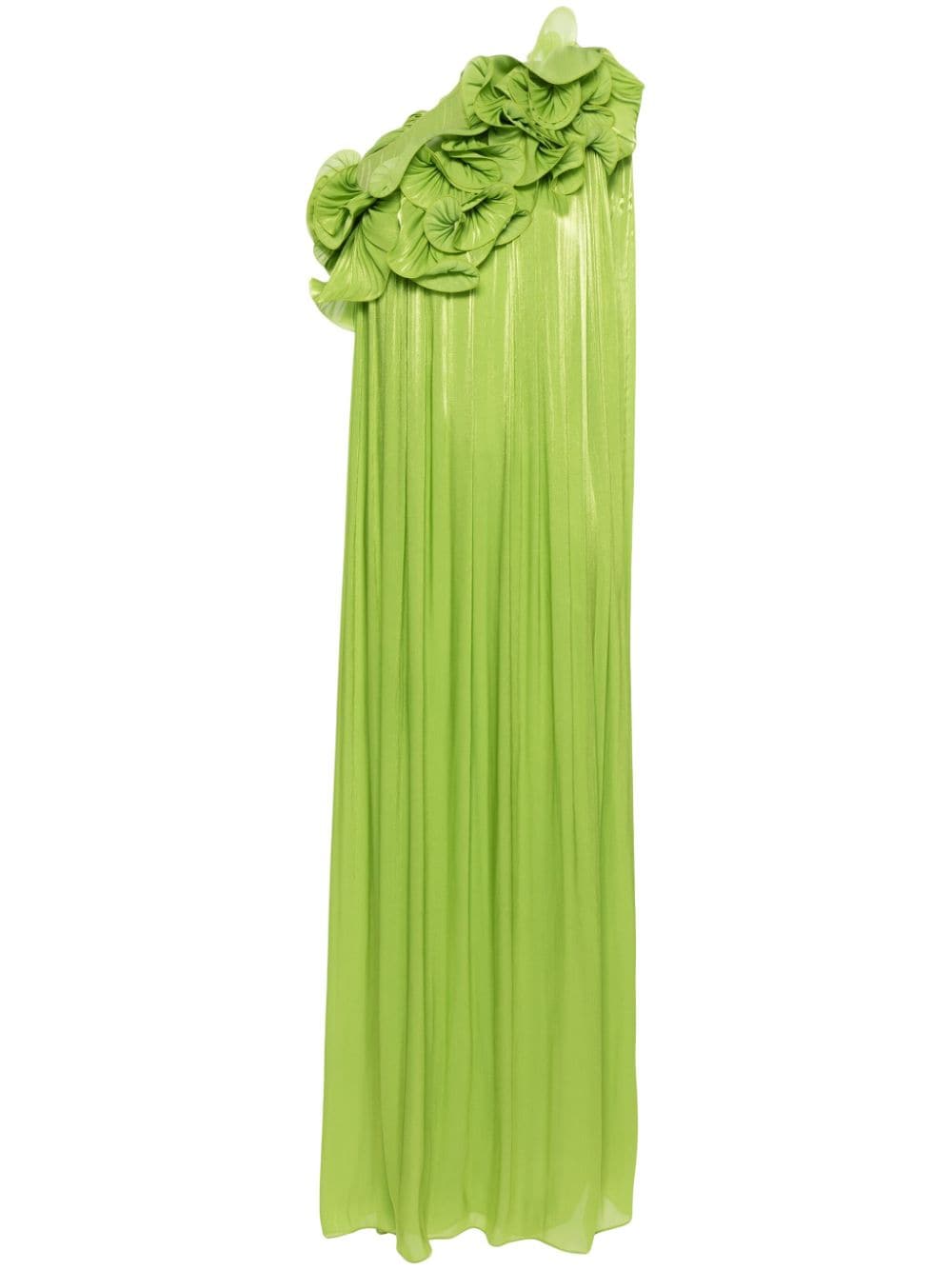 Costarellos Ruffled Georgette Gown In Green