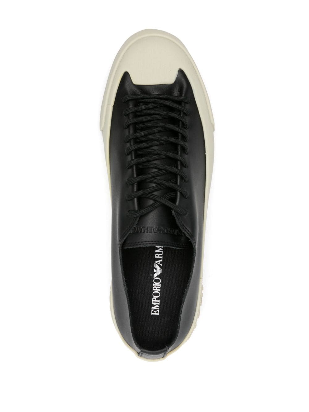 Shop Emporio Armani Logo-sole Leather Sneakers In Black