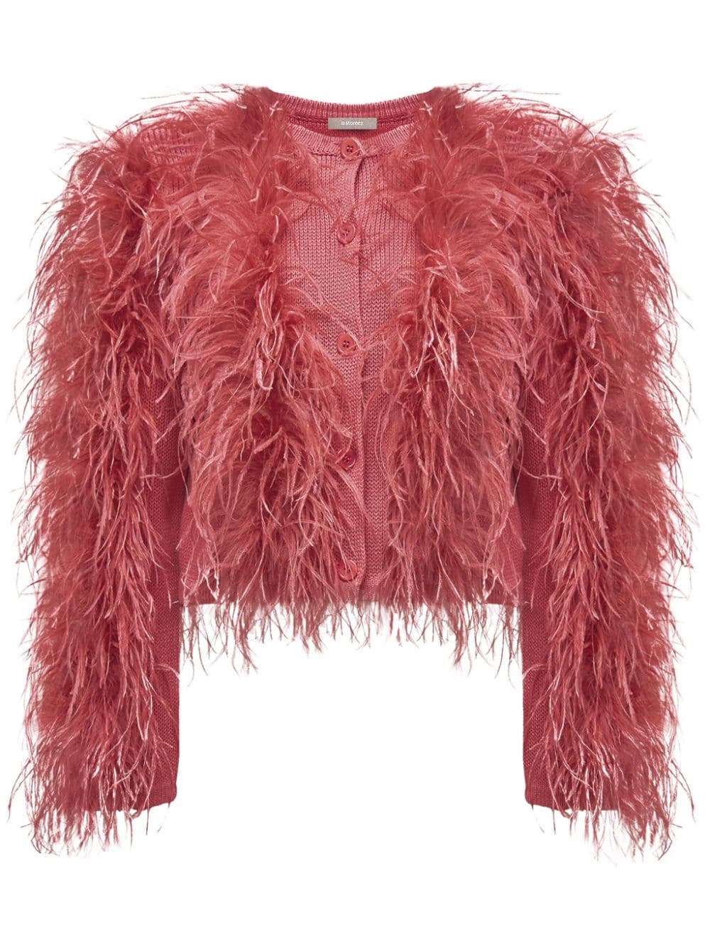 12 Storeez Feather-trim Cotton Cardigan In Pink