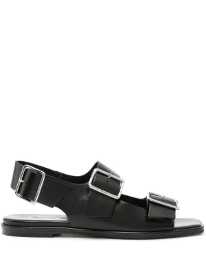 Acne Studios バックル レザーサンダル | ブラック | FARFETCH JP