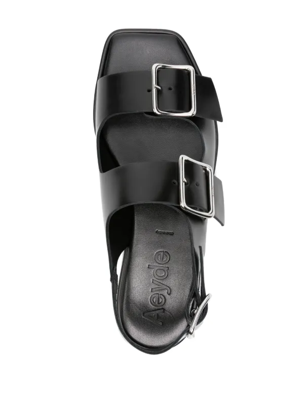 Aeyde Thekla Leather Sandals | Black | FARFETCH