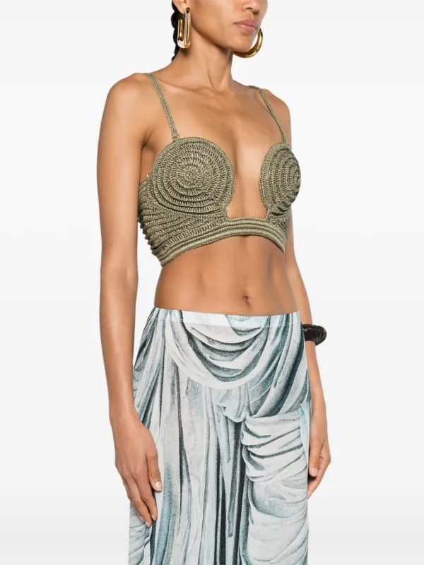 Cult Gaia Viviana Crochet Bustier | Green | FARFETCH
