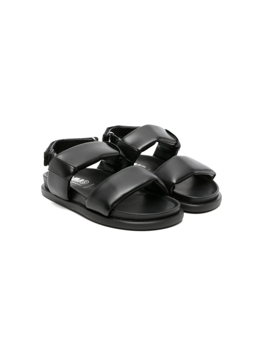Mm6 Maison Margiela Kids' Padded-straps Leather Sandals In Black