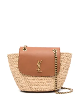 Saint Laurent Small Manon Raffia Crossbody Bag Neutrals FARFETCH TR