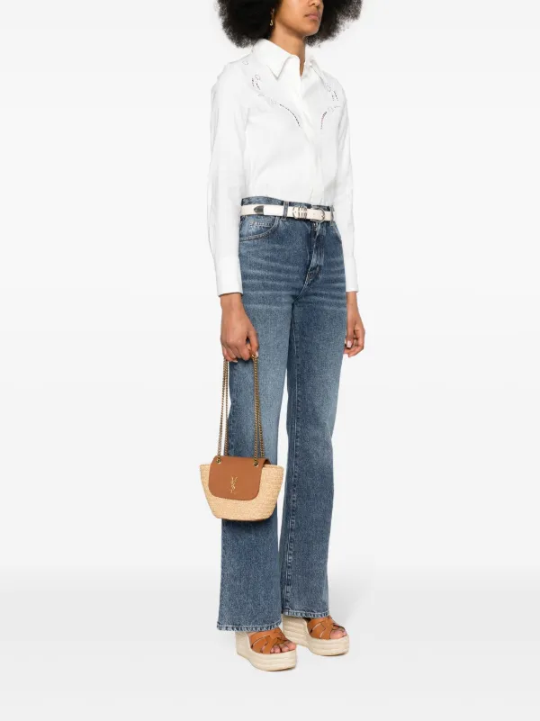 Saint Laurent Small Manon Raffia Crossbody Bag | Neutrals