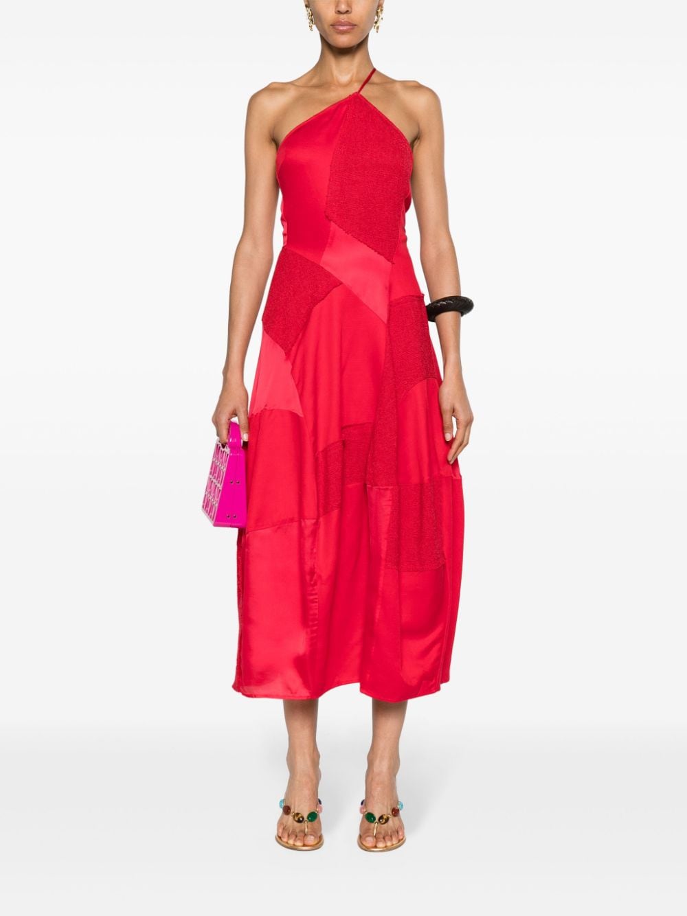 Shop Cult Gaia Cienna Patchwork Midi Dress In Red