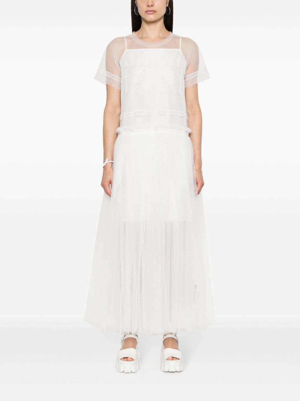 Shop Sofie D'hoore Mesh Sheer Maxi Dress In White