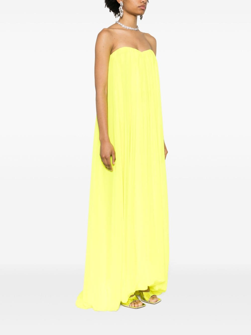 Oscar de la Renta Strapless maxi-jurk Geel