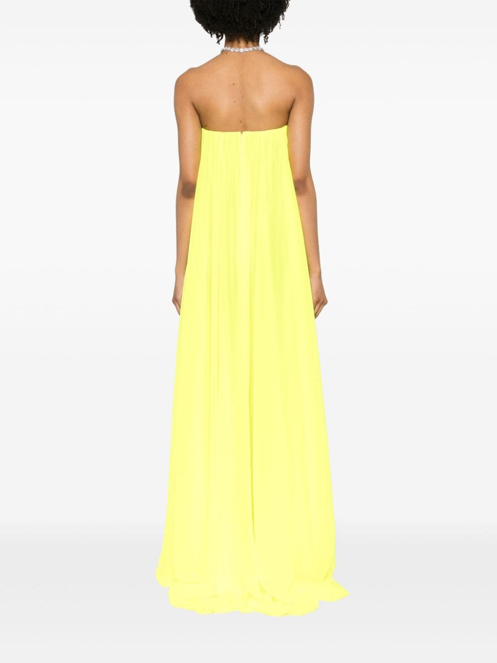 Shop Oscar De La Renta Bustier Strapless Maxi Dress In Nyw Neon Yellow