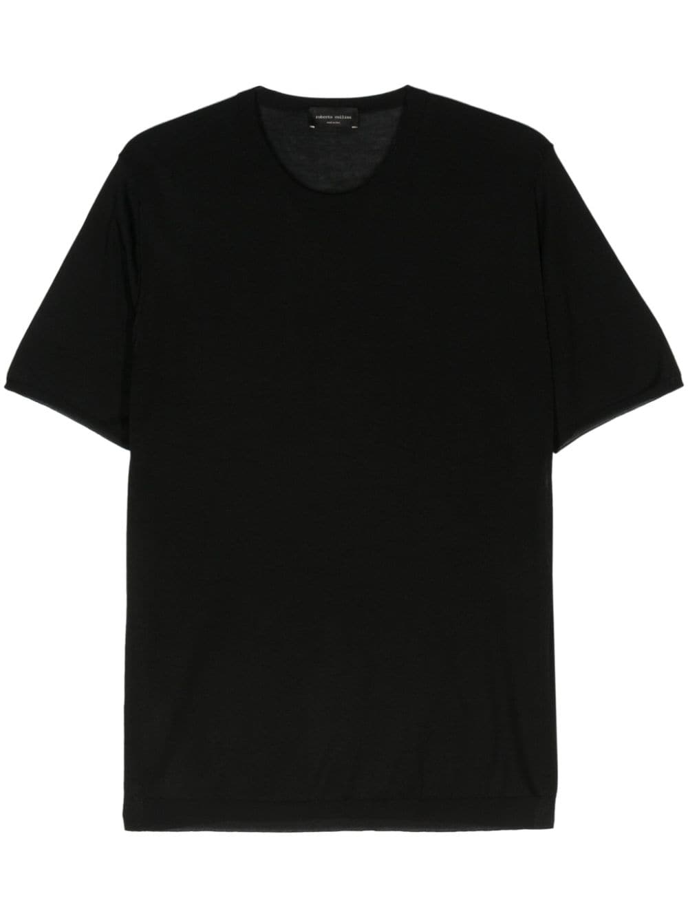 Shop Roberto Collina Knitted Silk T-shirt In Black