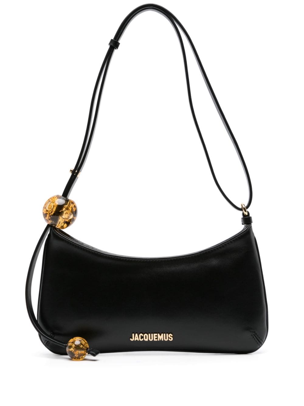 Shop Jacquemus Le Bisou Perle Leather Shoulder Bag In Black