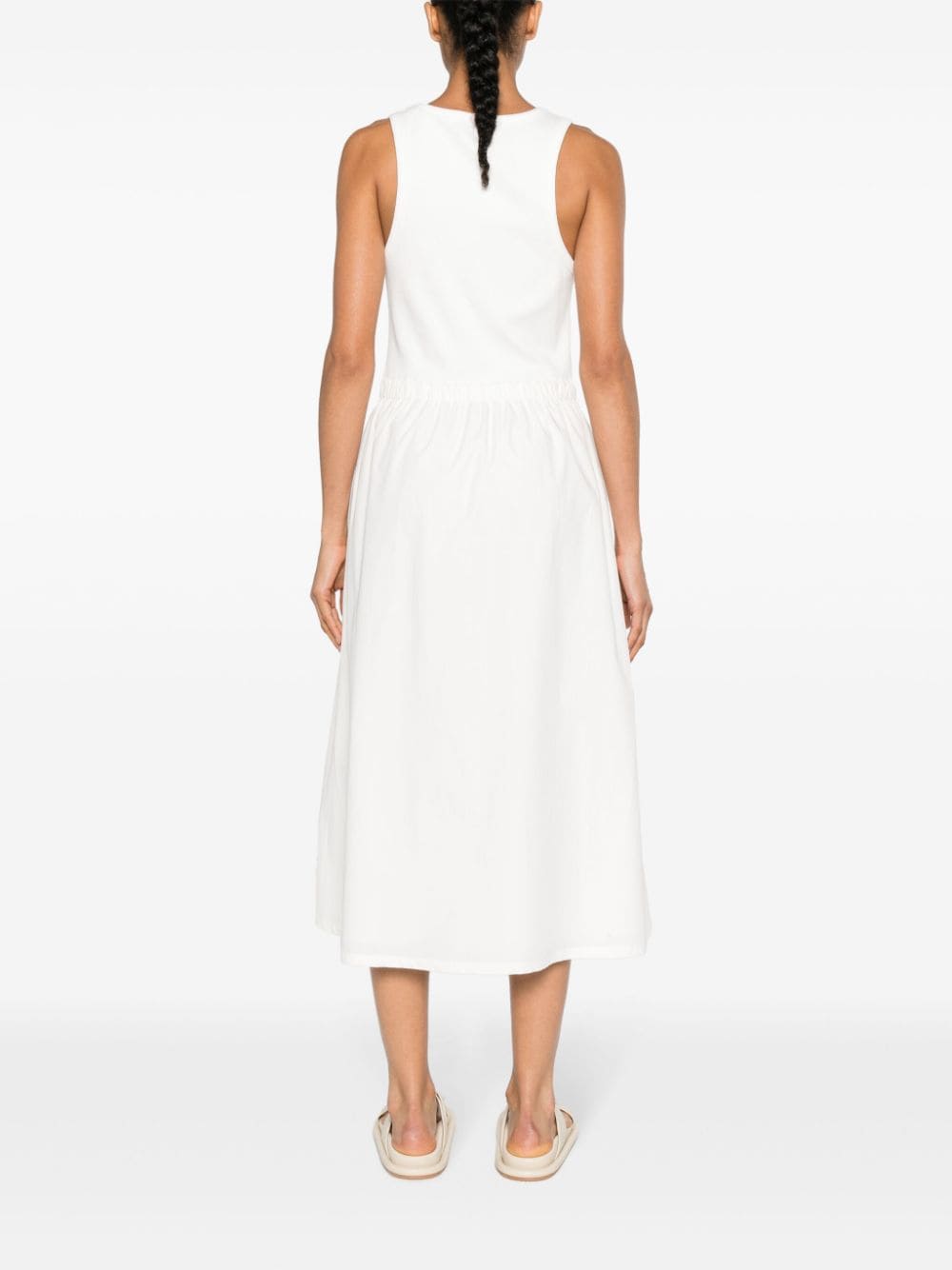 Shop Moncler Drawstring-waist Midi Dress In White