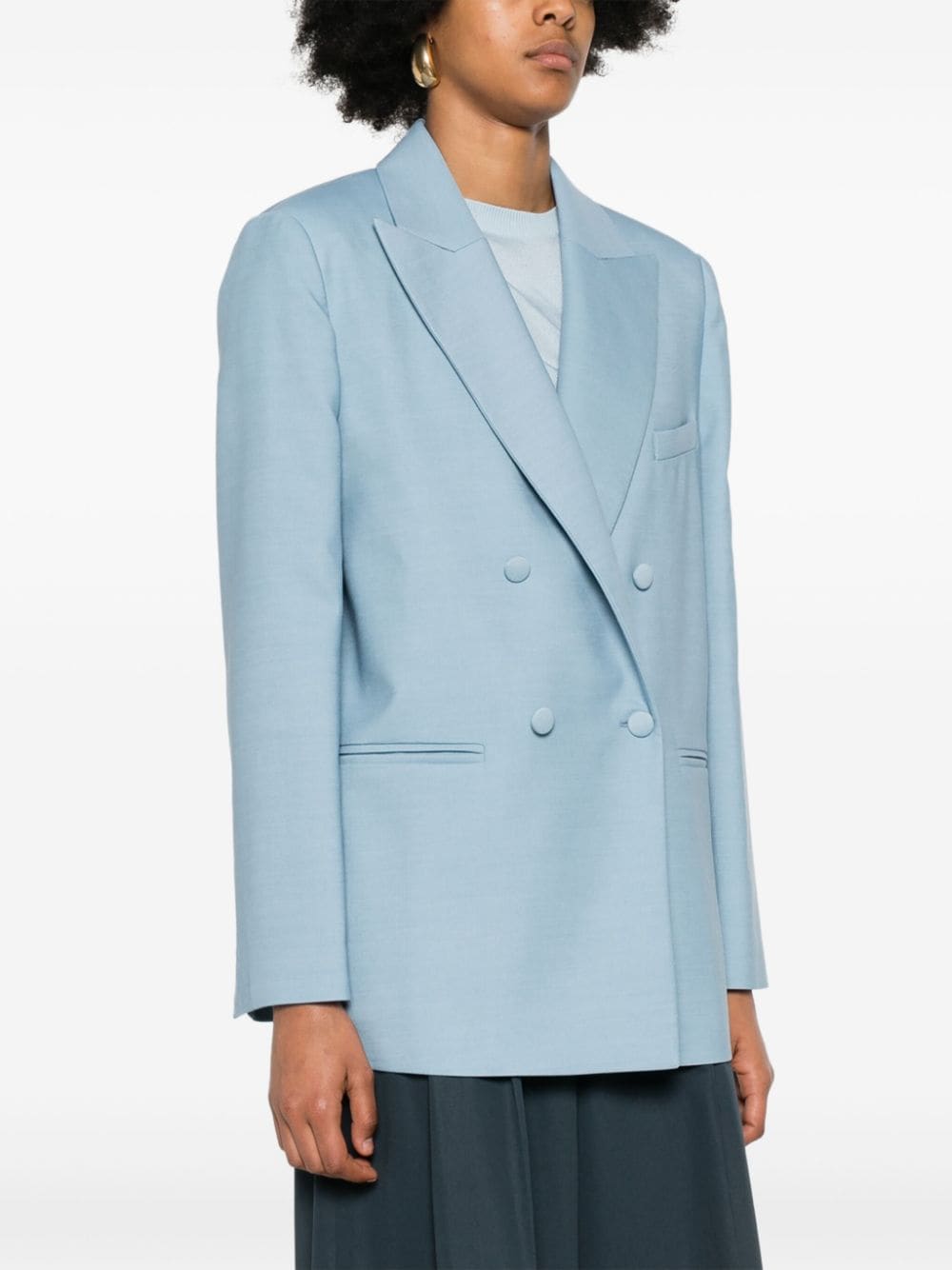 Shop Federica Tosi Double-breasted Blazer In Blue