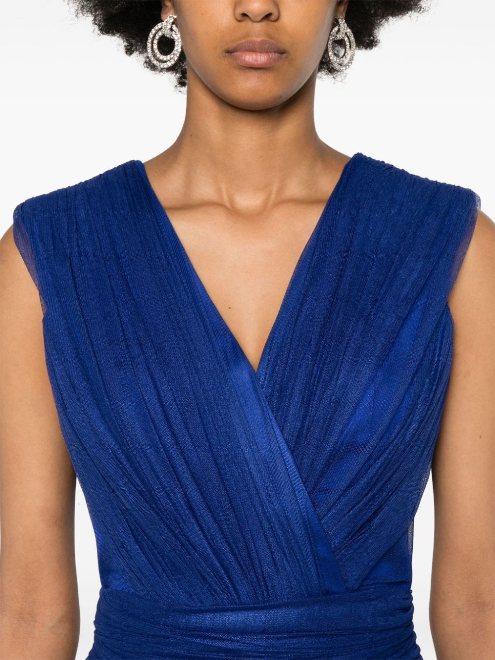 Shop Rhea Costa Draped Midi Dress In Blue
