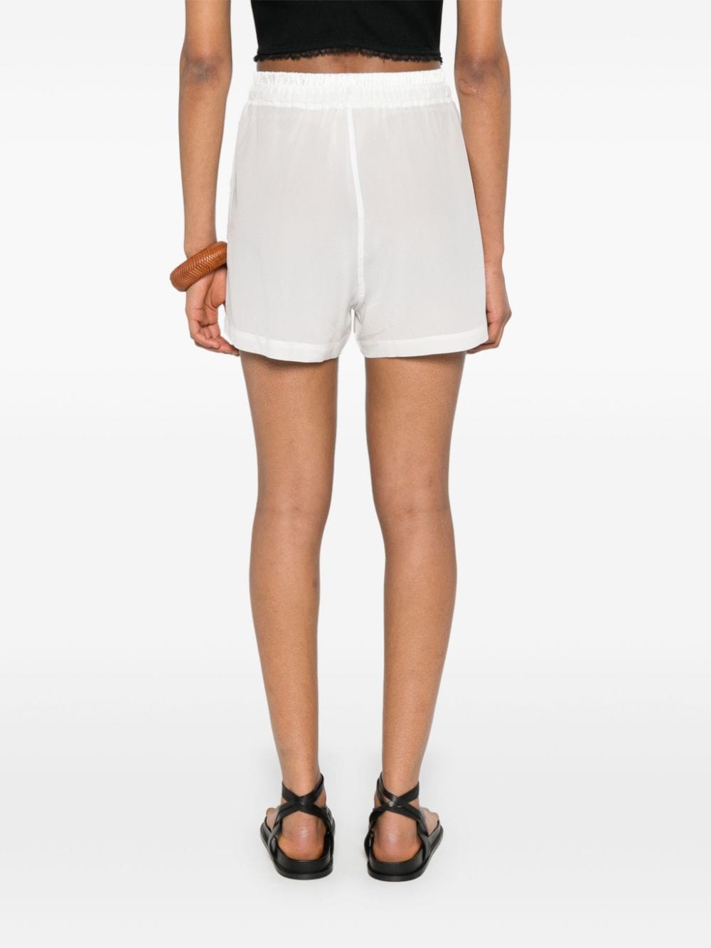 Shop Maurizio Mykonos Semi-sheer Silk Shorts In White