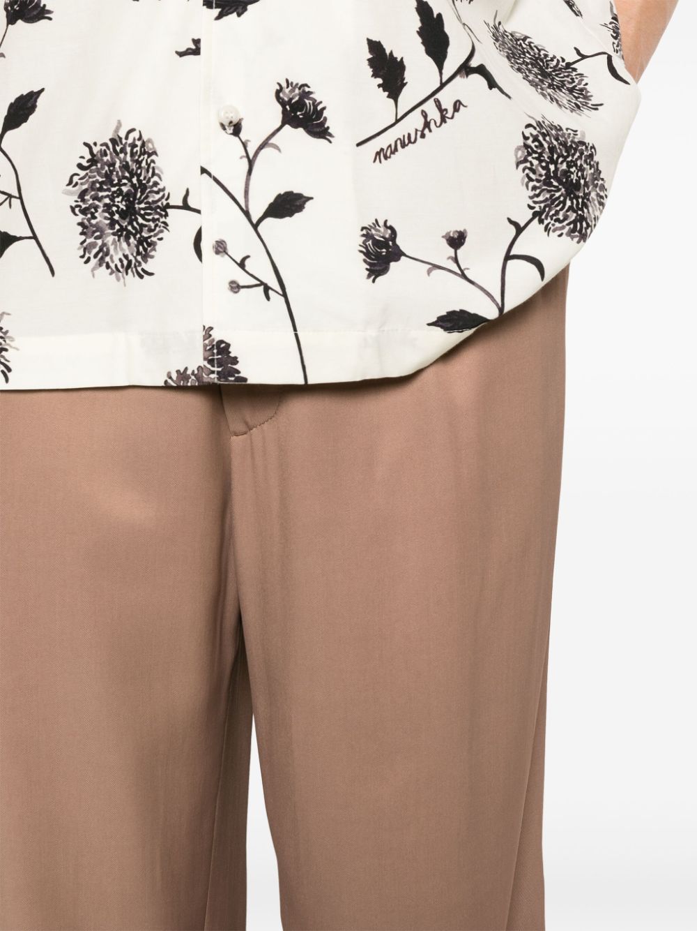 Shop Lardini Pleat-detail Trousers In Brown