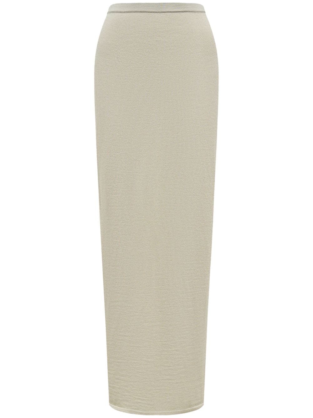 12 Storeez Ribbed-knit Maxi Skirt In Green